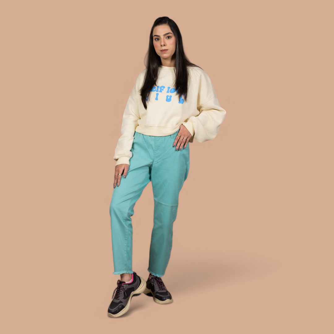 Women’s Slim-Fit Frayed Hem Denim Trousers – Perfect for Casual & Party Wear