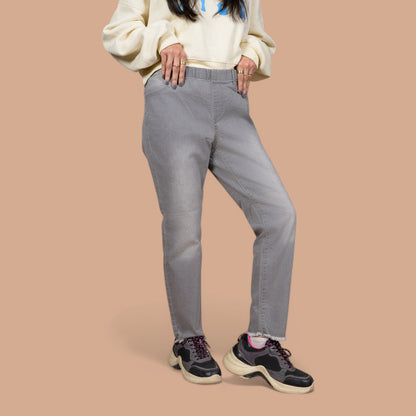 Slim Fit Hem Cut Pull-on | Denim Trousers For Women
