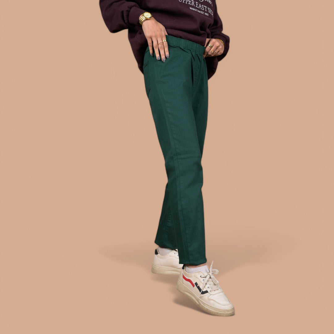 Women’s Premium Slim-Fit Denim Trousers – Elastic Waist, Daily Wear Pants