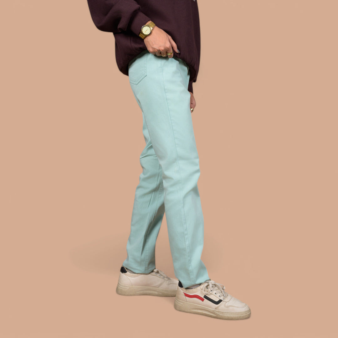 Women’s Premium Slim-Fit Denim Trousers – Elastic Waist, Daily Wear Pants