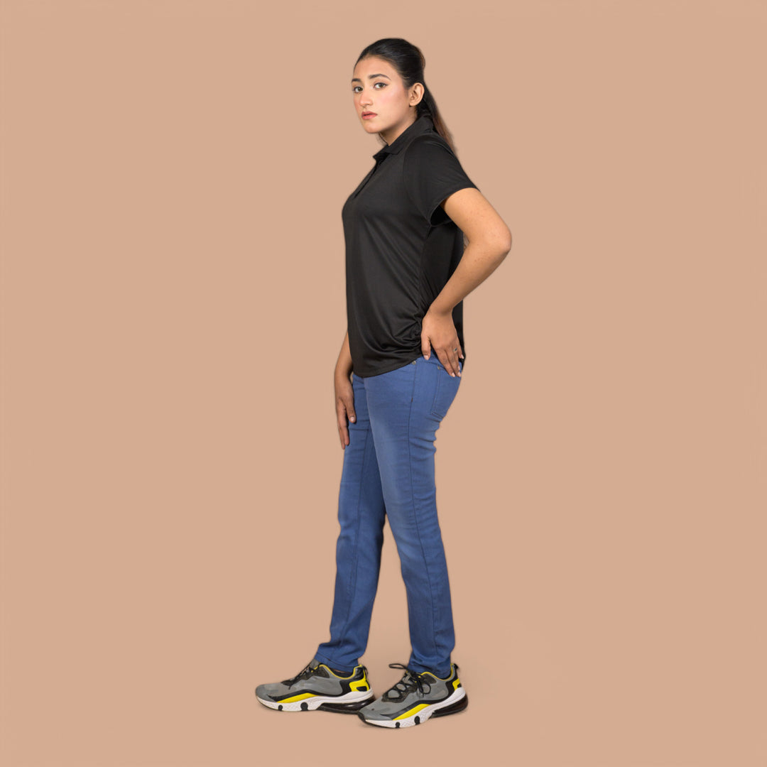 Women’s Skin-Fit Super Stretch Denim Trousers – Perfect for Yoga, Gym & Jogging