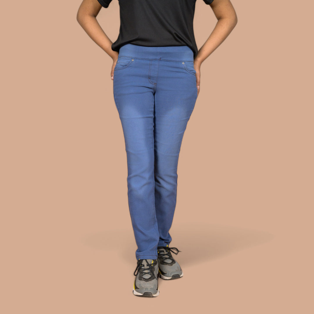 Women’s Skin-Fit Super Stretch Denim Trousers – Perfect for Yoga, Gym & Jogging