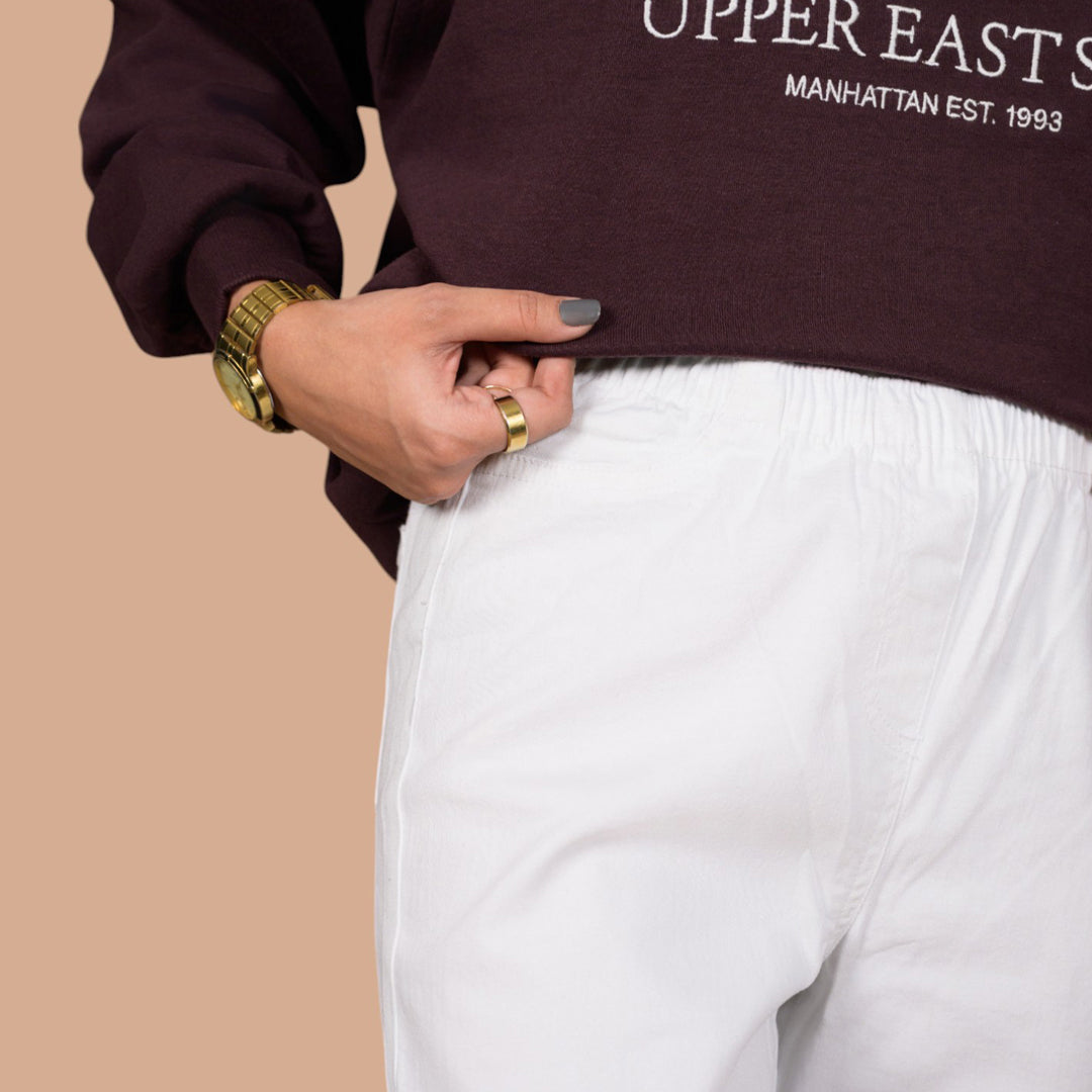 Women’s Premium Slim-Fit Denim Trousers – Elastic Waist, Daily Wear Pants