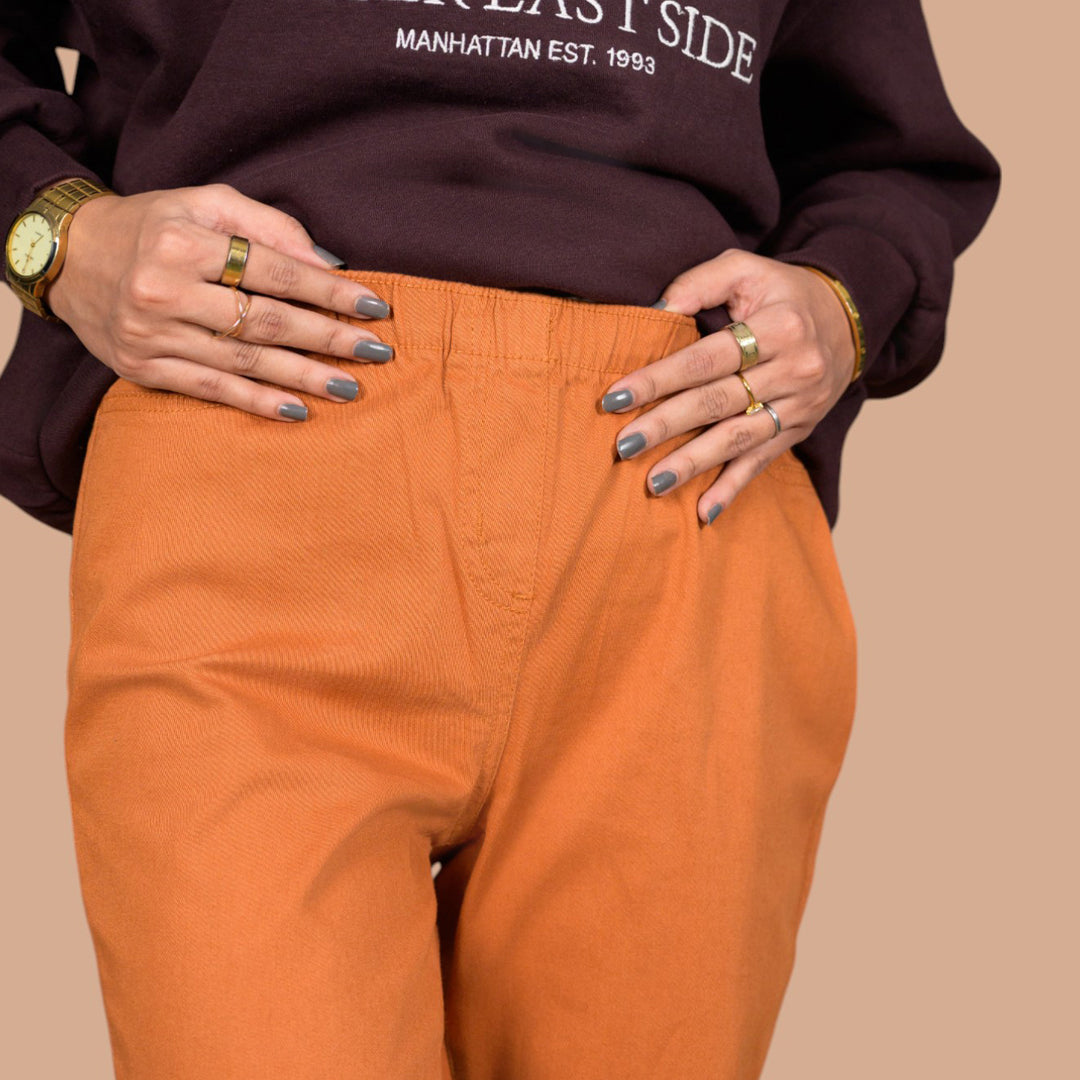 Women’s Premium Slim-Fit Denim Trousers – Elastic Waist, Daily Wear Pants