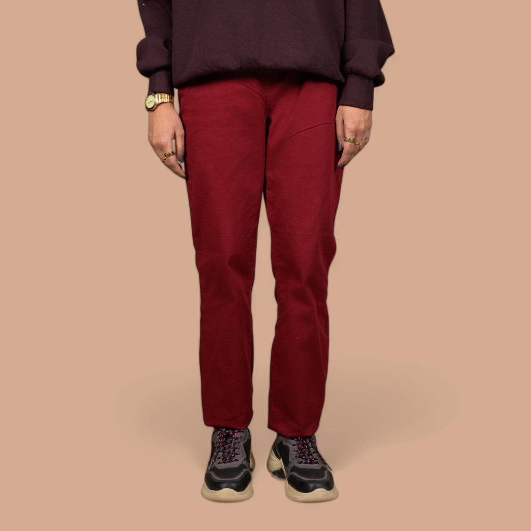 Women’s Premium Slim-Fit Denim Trousers – Elastic Waist, Daily Wear Pants