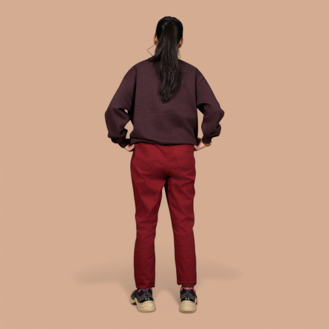 Women’s Premium Slim-Fit Denim Trousers – Elastic Waist, Daily Wear Pants