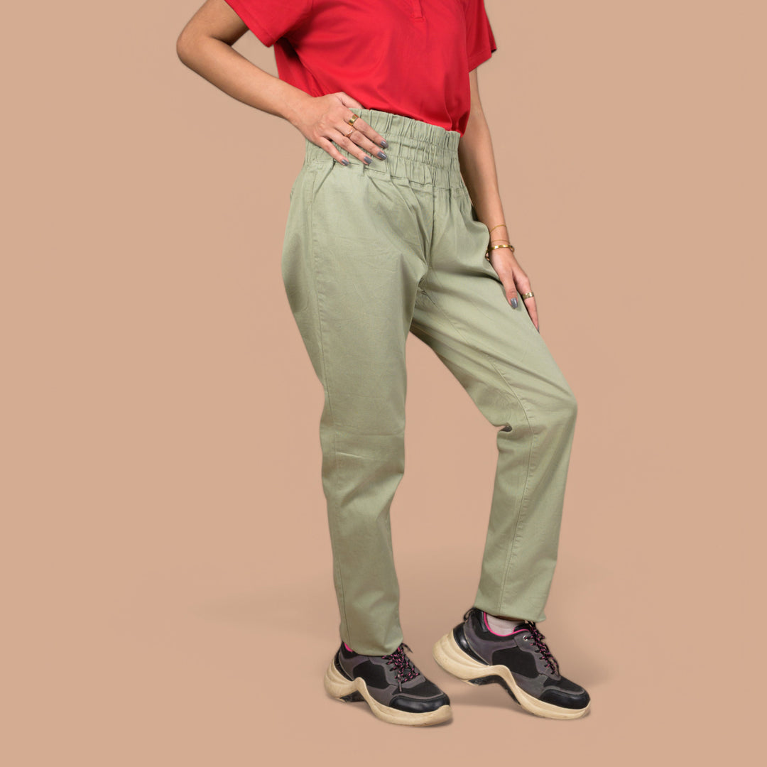 Women’s Stretchable Denim Trousers – Best for Gym, Daily Wear & Casual Outfits | Elastic Long Waist Belt