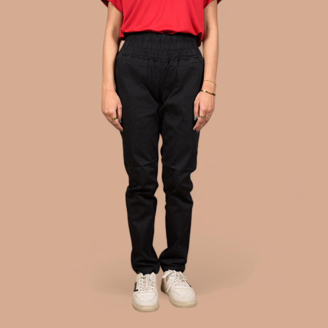 Women’s Stretchable Denim Trousers – Best for Gym, Daily Wear & Casual Outfits | Elastic Long Waist Belt