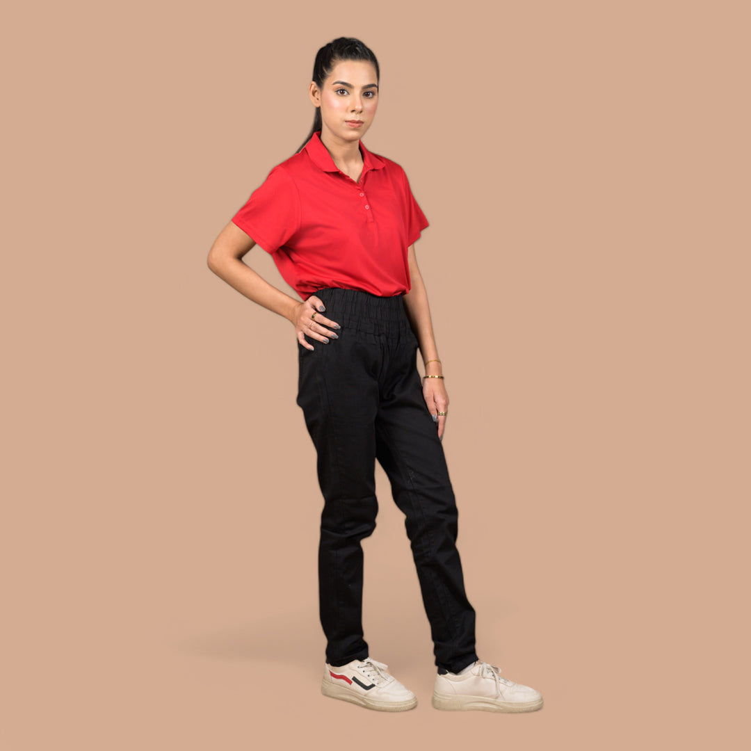 Women’s Stretchable Denim Trousers – Best for Gym, Daily Wear & Casual Outfits | Elastic Long Waist Belt