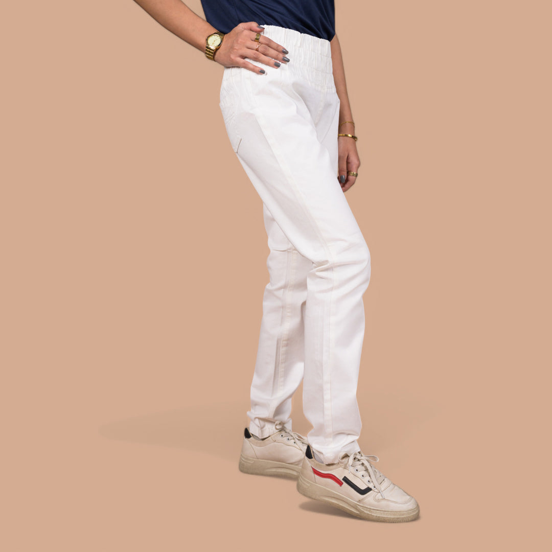 Women’s Stretchable Denim Trousers – Best for Gym, Daily Wear & Casual Outfits | Elastic Long Waist Belt