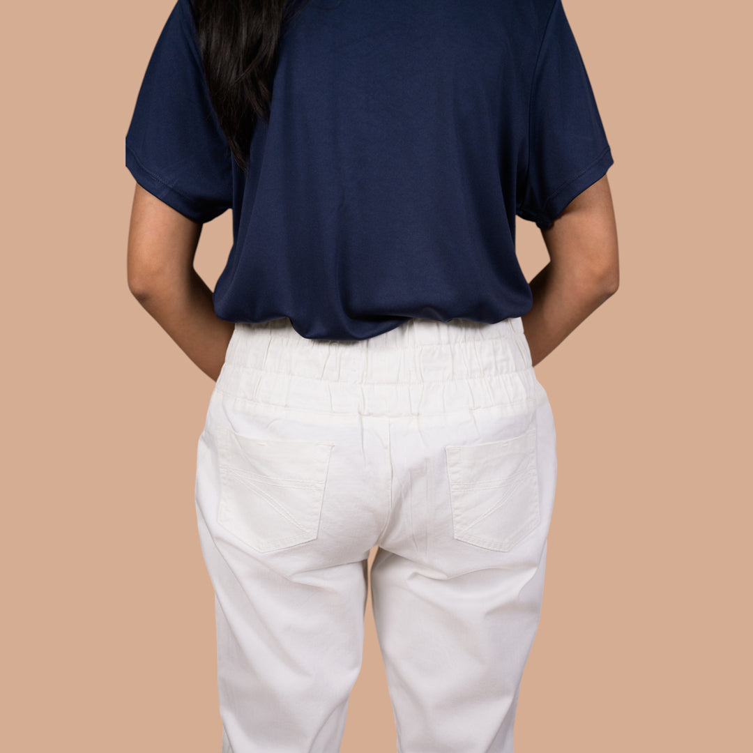 Women’s Stretchable Denim Trousers – Best for Gym, Daily Wear & Casual Outfits | Elastic Long Waist Belt