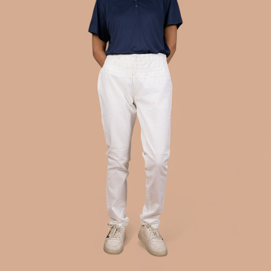 Women’s Stretchable Denim Trousers – Best for Gym, Daily Wear & Casual Outfits | Elastic Long Waist Belt