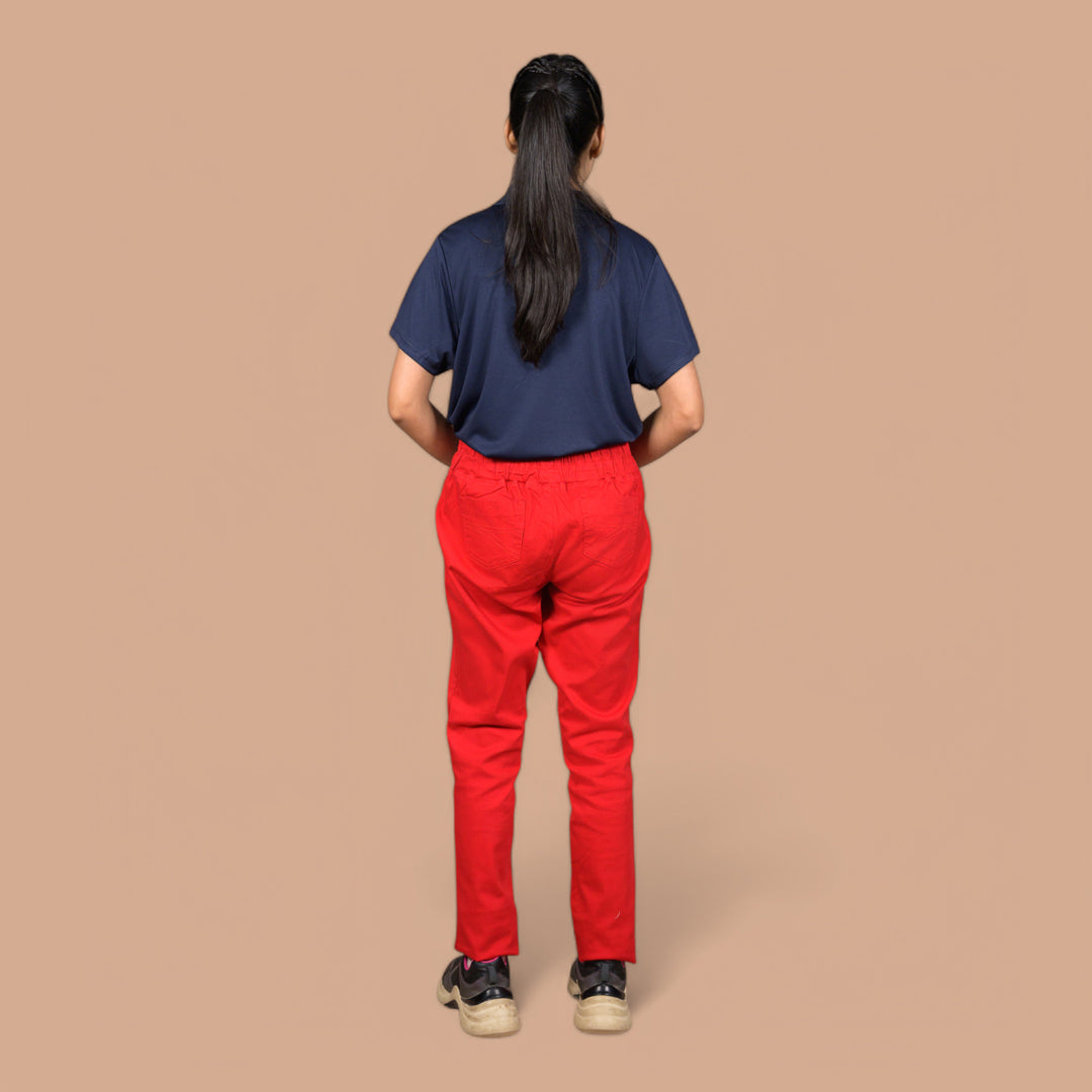 Women’s Stretchable Denim Trousers – Best for Gym, Daily Wear & Casual Outfits | Elastic Long Waist Belt