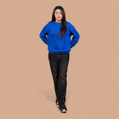 Women's Power Stretch Denim Trouser – Straight Fit with Rivet Hem | Plus Sizes Available
