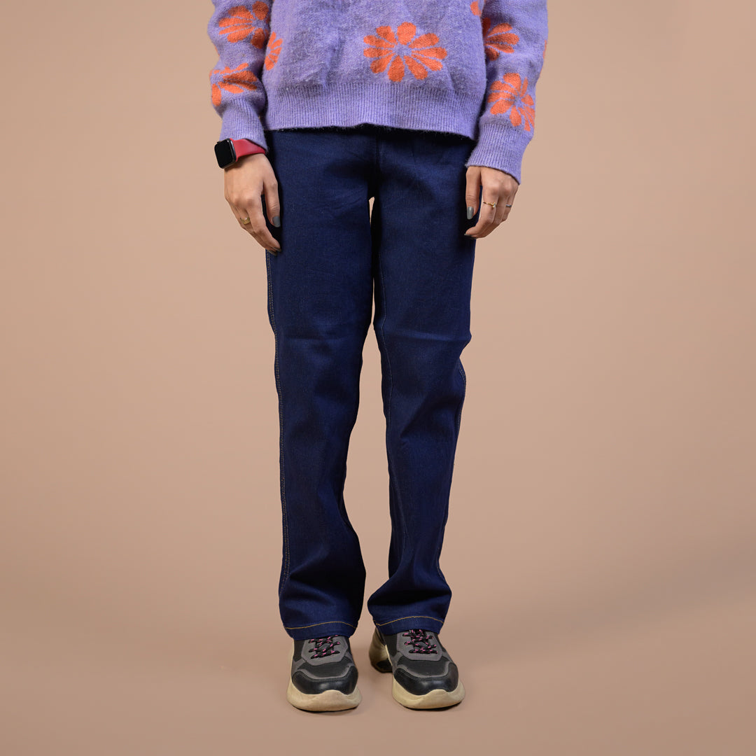 Women’s Straight-Fit Premium Denim Trousers – Perfect for Office & Formal Wear