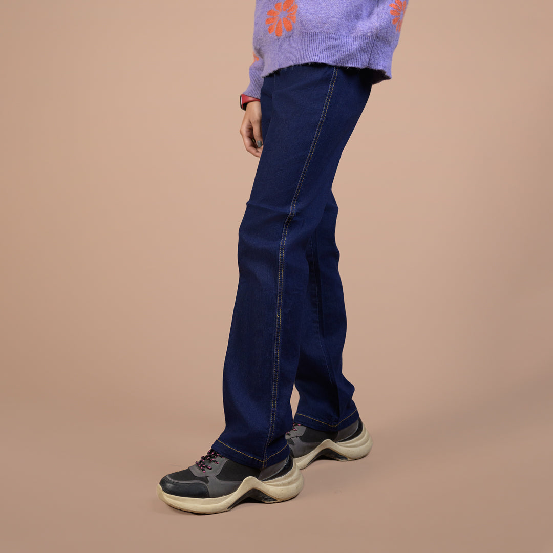 Women’s Straight-Fit Premium Denim Trousers – Perfect for Office & Formal Wear
