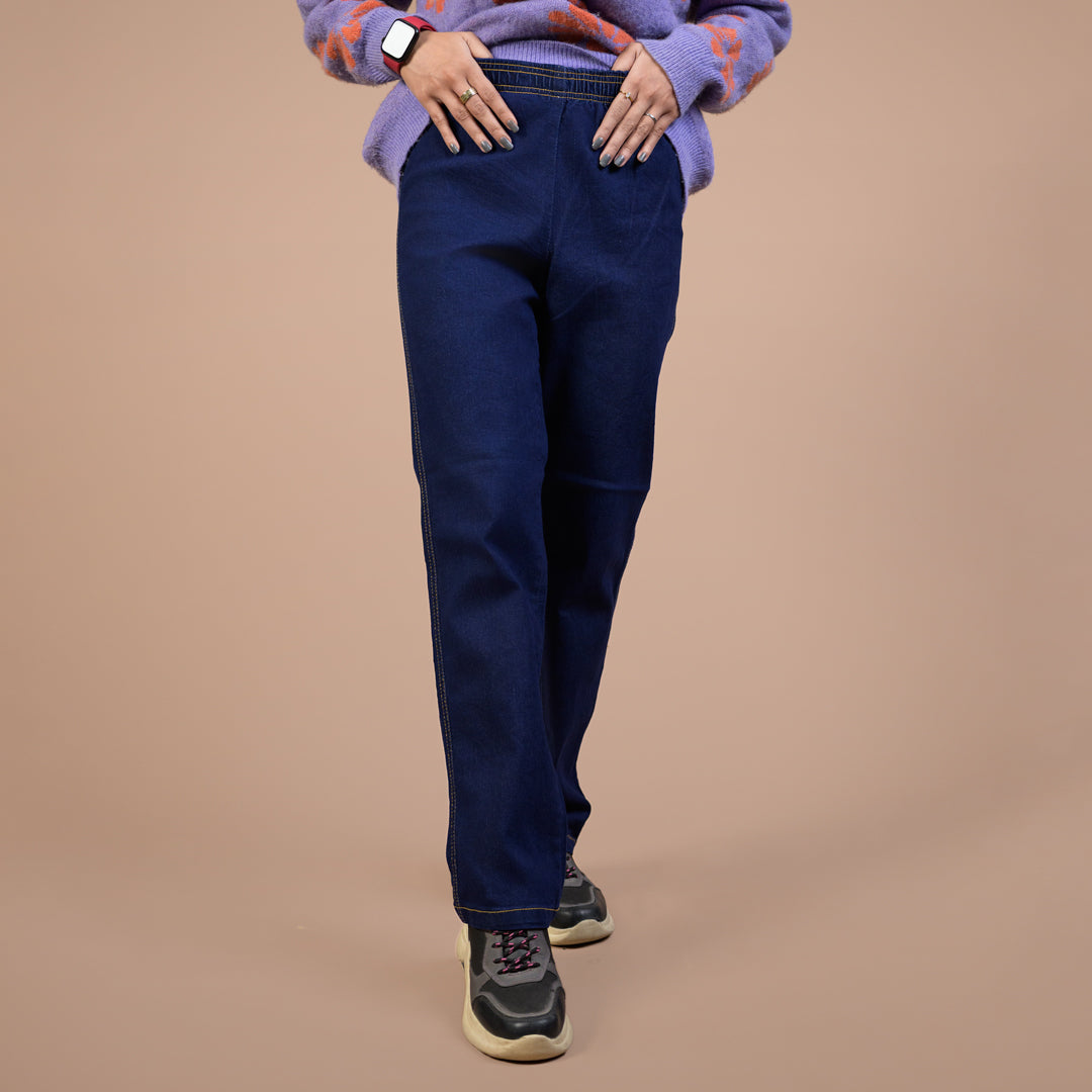 Women’s Straight-Fit Premium Denim Trousers – Perfect for Office & Formal Wear