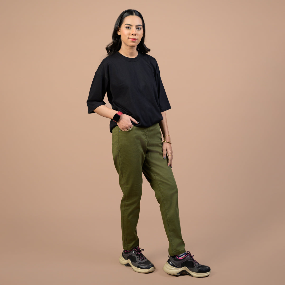 Women’s Extra Soft Twill Trousers – Power Stretch Relaxed Fit for Outings & Party Wear