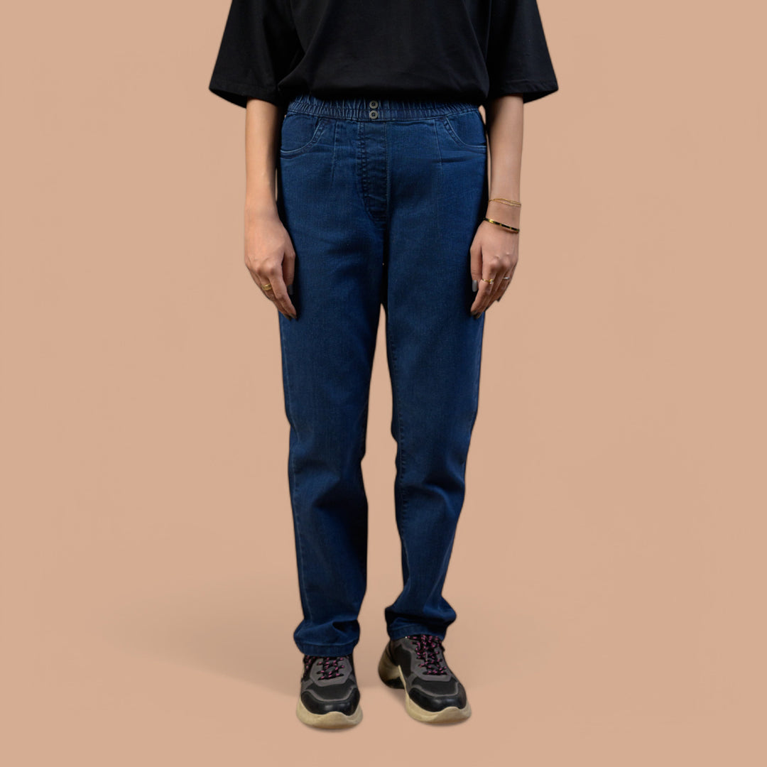 Straight Fit Pull-On Stretch | Denim Trouser For Women