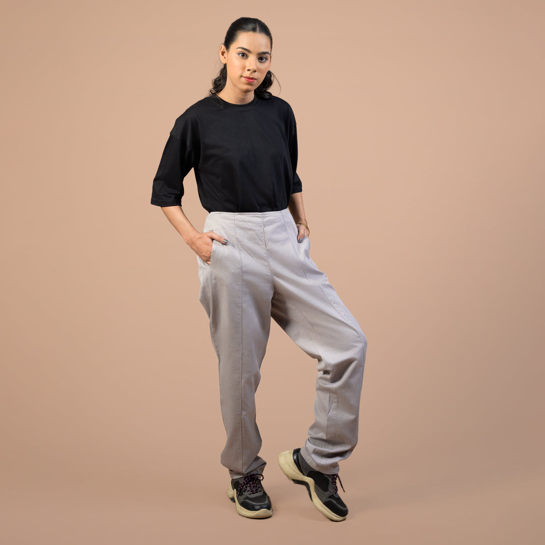 Women’s Straight-Fit Cotton Trouser – Stretchable Relax Fit for Daily Wear & Hangouts