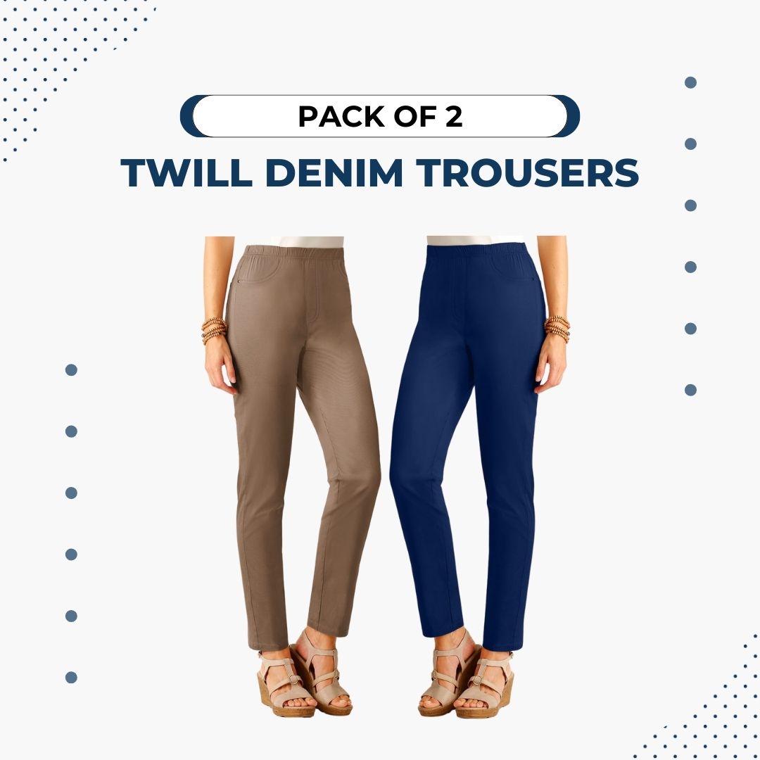 PACK OF 2 TWILL DENIM TROUSERS | JEGGINGS FOR WOMEN