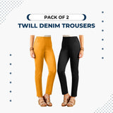 PACK OF 2 TWILL DENIM TROUSERS | JEGGINGS FOR WOMEN