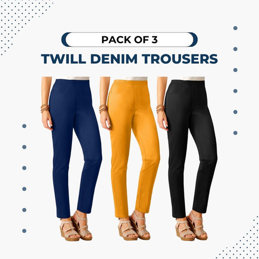 PACK OF 3 TWILL DENIM TROUSERS | JEGGINGS FOR WOMEN