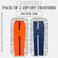 Pack of 2 Versatile Lightweight Cargo Zip-Off Trousers - Baggy Fit