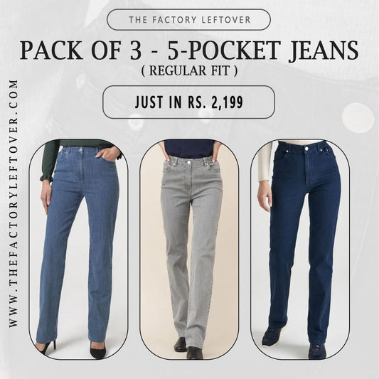Pack of 3 Regular Fit 5-Pocket Jeans for Women
