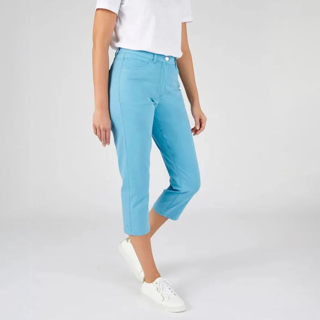 Plain or striped gabardine cropped pants