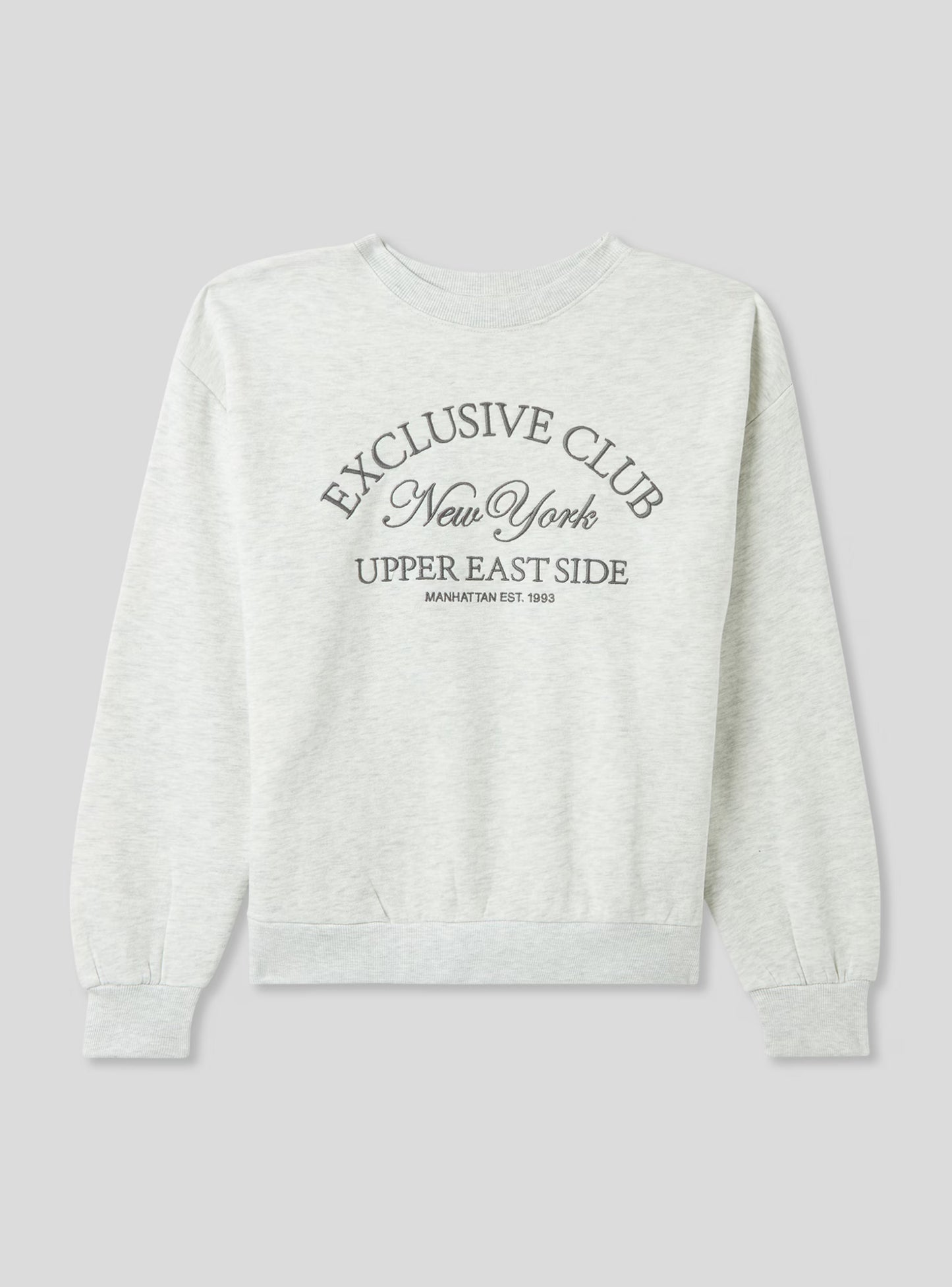 Women's College-Style Embroidered Sweatshirt - Heather Grey