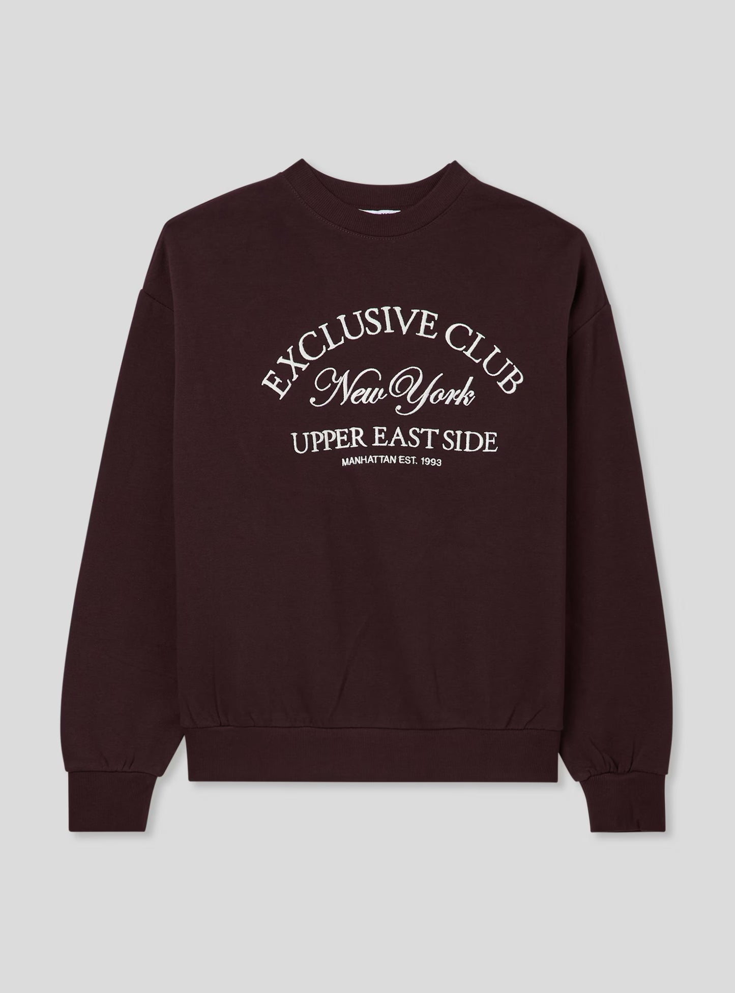 Women's College-Style Embroidered Sweatshirt - Maroon