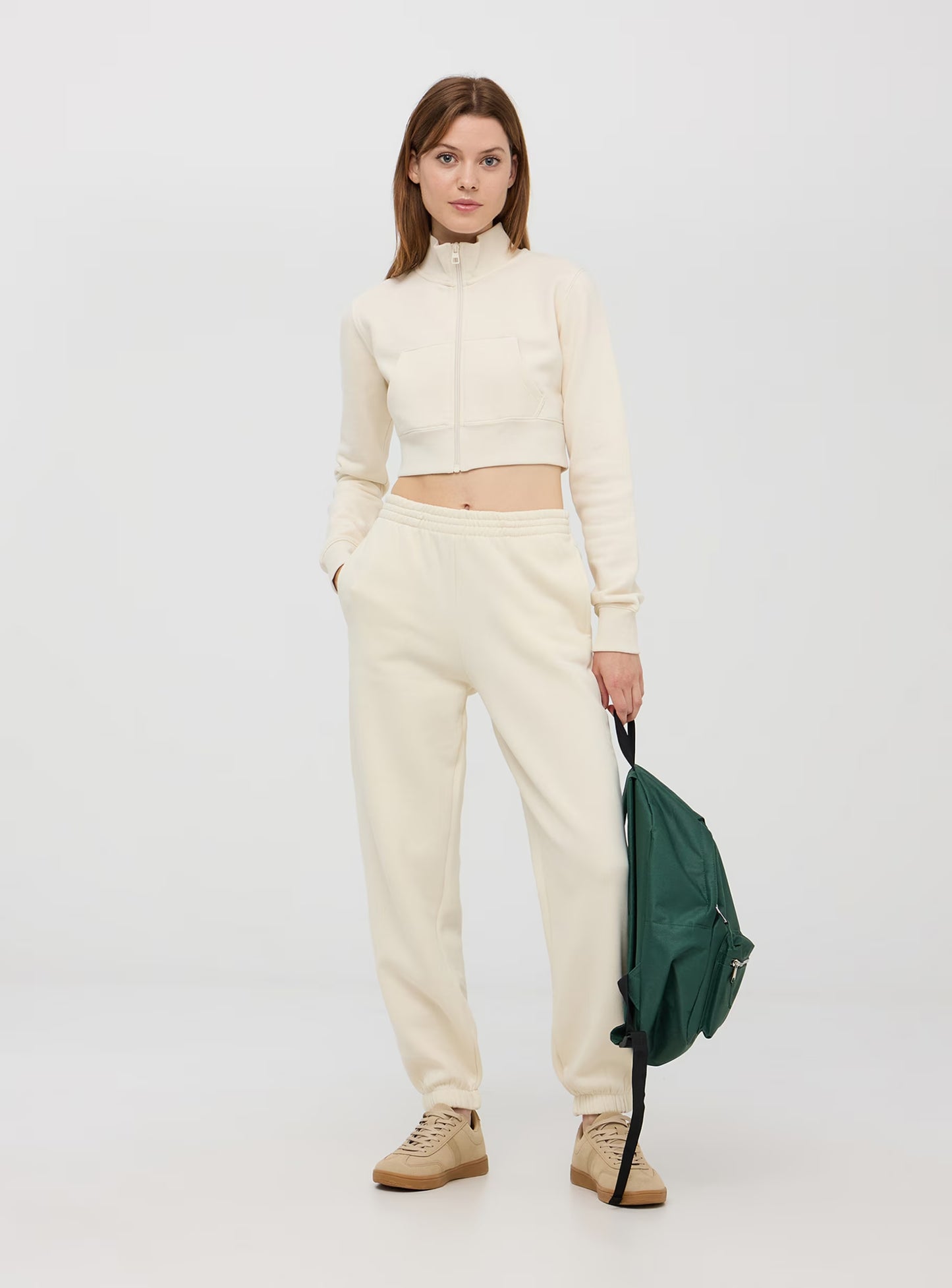 High-waisted tracksuit Trousers in heavy fabric