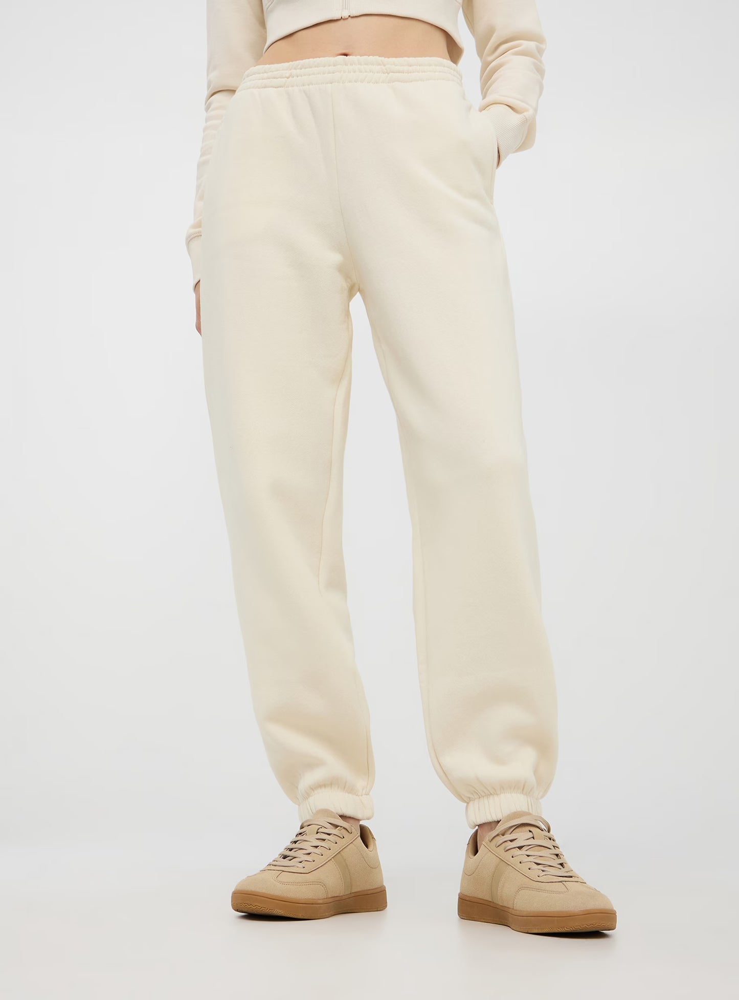 High-waisted tracksuit Trousers in heavy fabric