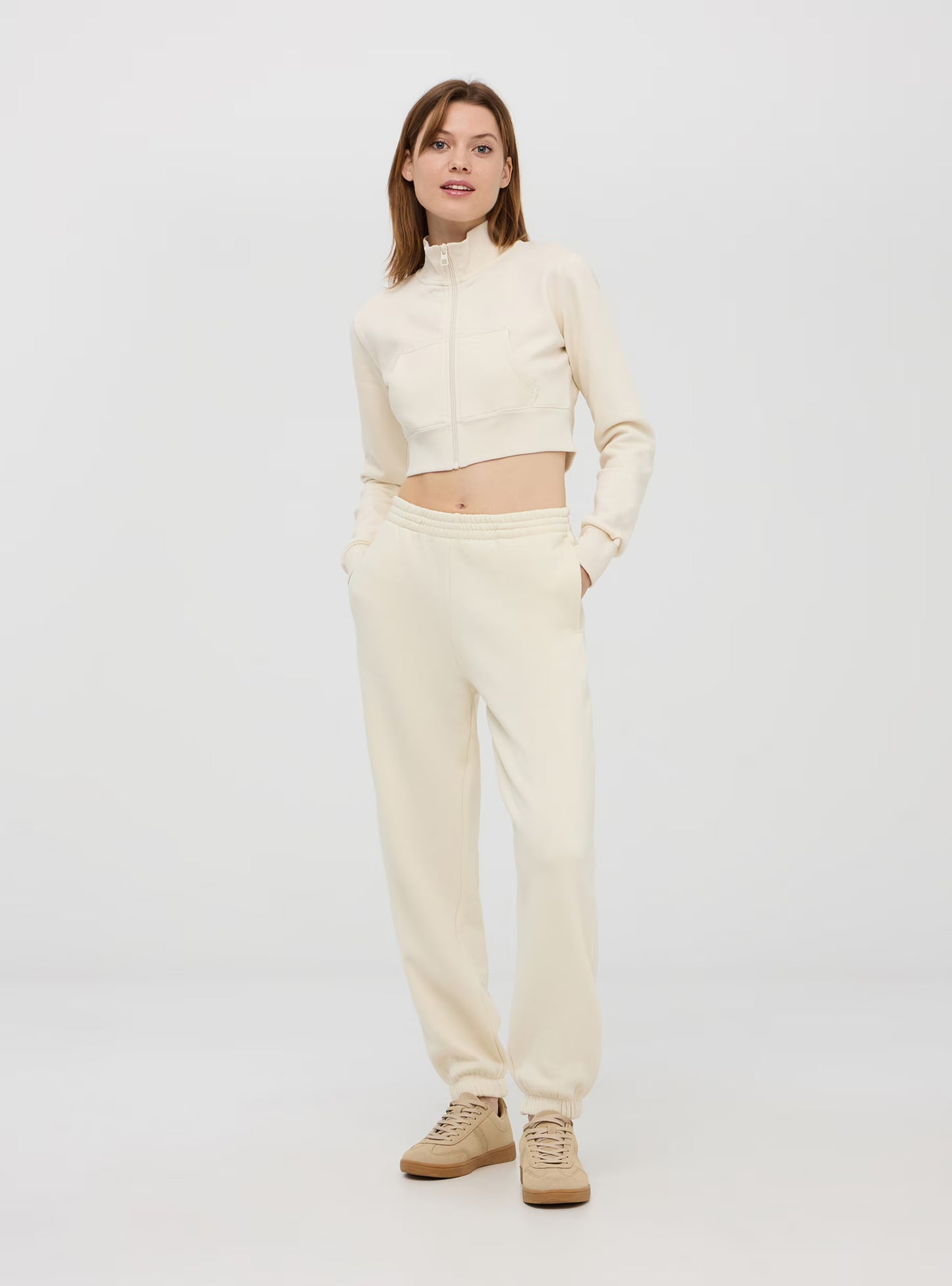 High-waisted tracksuit Trousers in heavy fabric