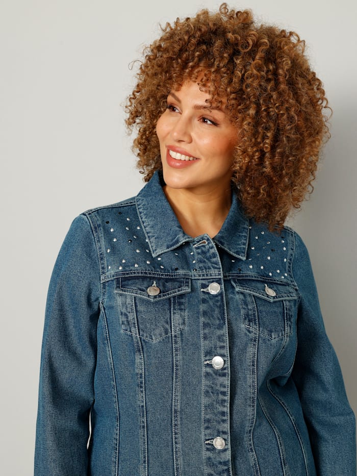 MIAMODA | DENIM JACKET WITH STUD DECORATION