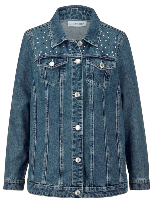 MIAMODA | DENIM JACKET WITH STUD DECORATION