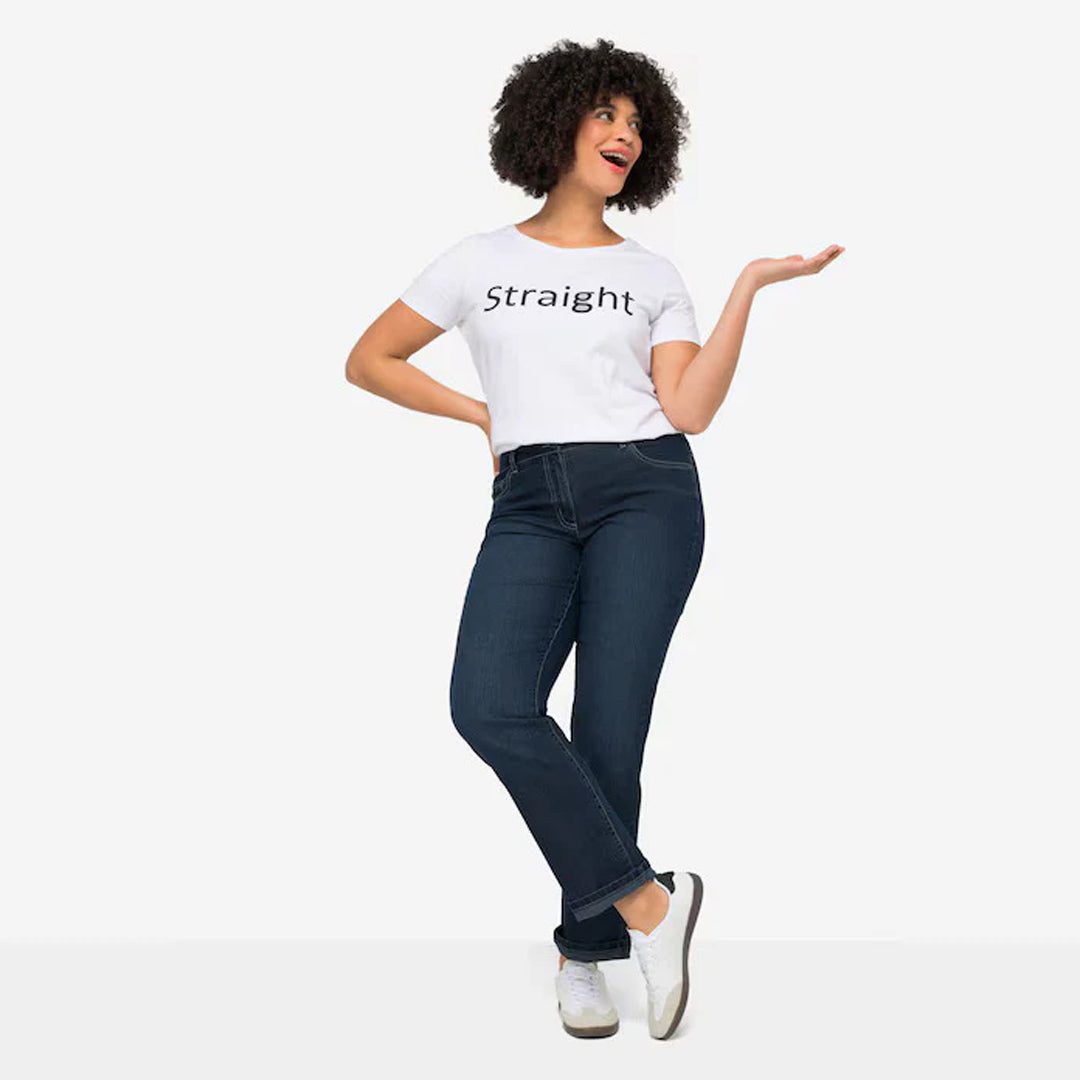 Straight fit, stretch comfort, 5-pocket - Denim Blue