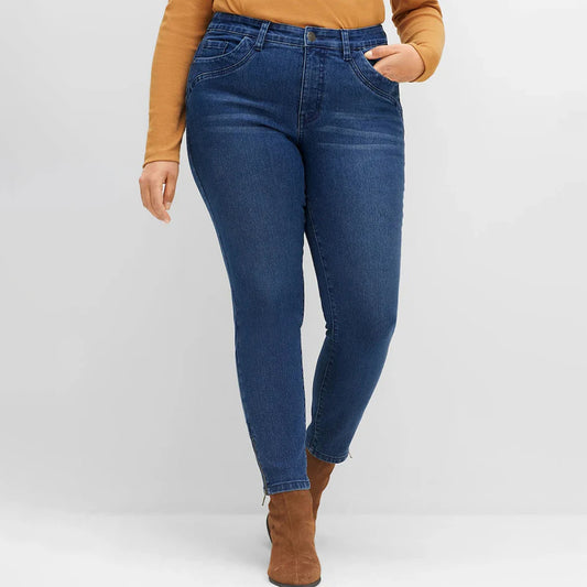 Stretch Jeans with Hem Zippers