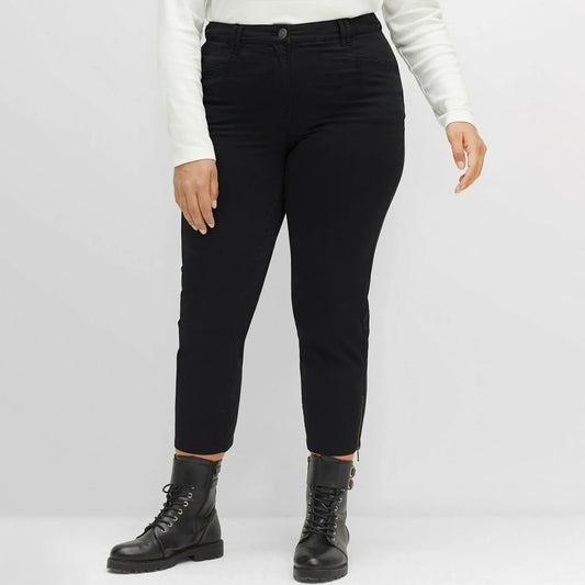 Stretch Trousers With Zip - Black