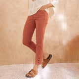 Stylish Women's 7/8th Cropped Pants with Buttoned Detail