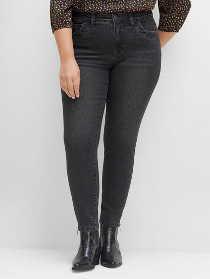 Stretch Jeans with Hem Zippers