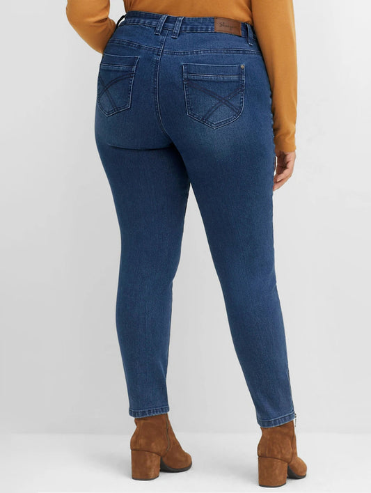 Stretch Jeans with Hem Zippers