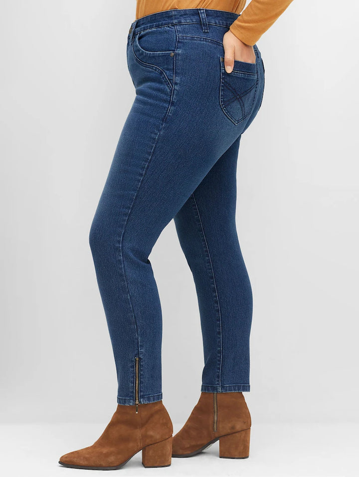 Stretch Jeans with Hem Zippers