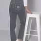 Elegant Denim Jeans With Back Embroidery