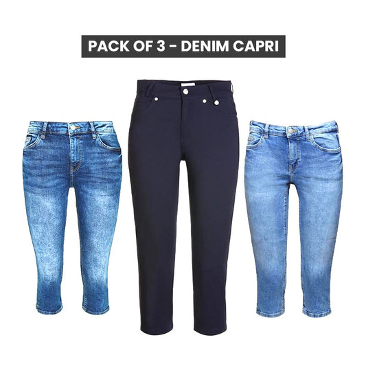 Pack of 3 Denim Capri | Capri For Women | All Colors Available