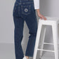 Elegant Denim Jeans With Back Embroidery