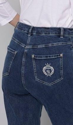 Elegant Denim Jeans With Back Embroidery