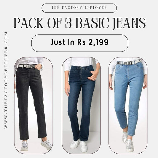 PACK OF 3 BASIC JEANS | ALL COLORS AVAILABLE | JEANS FOR WOMEN