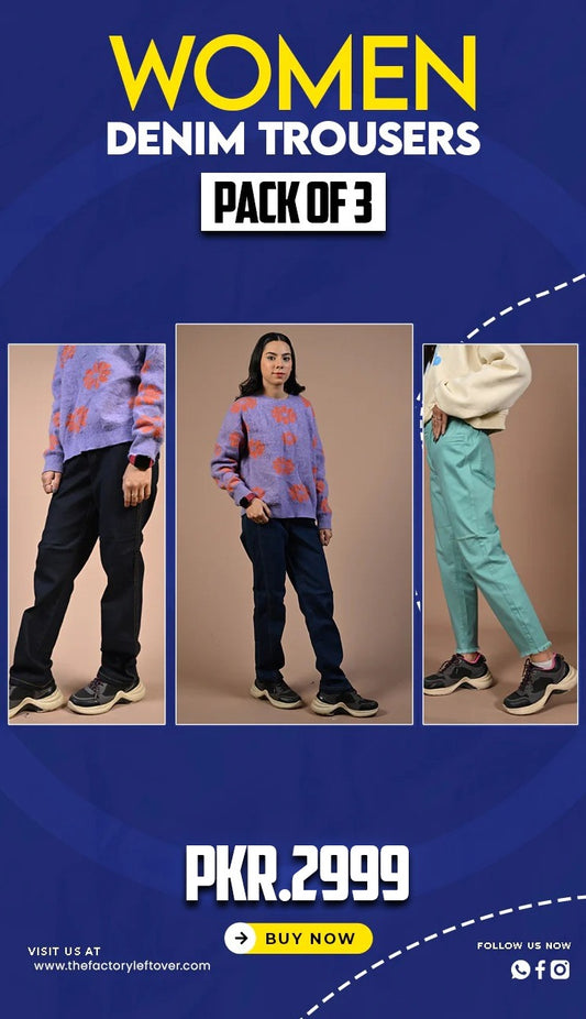 PACK OF 3 DENIM TROUSER | ALL COLORS AVAILABLE | JEGGINGS FOR WOMEN